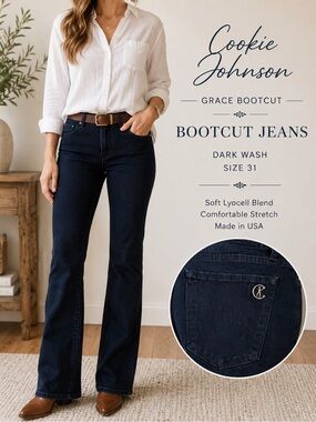Cookie Johnson Grace Bootcut Jeans Dark Wash Stretch Denim Size 31